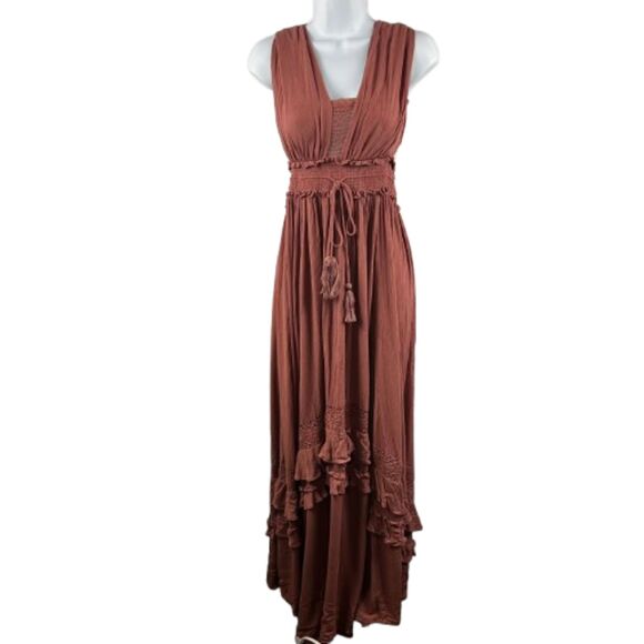 Free People Santa Maria Brown Rust Maxi Dress Size XS - Picture 2 of 8